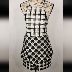 NBD Revolve Cocktail Mini Dress M Halter Corset Open Back Plaid Layered Coquette